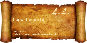 Lupu Leopold névjegykártya